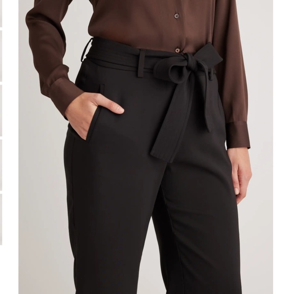 Quince Stretch Crepe Paperbag Pants, Black, Size 12 - Picture 5 of 13